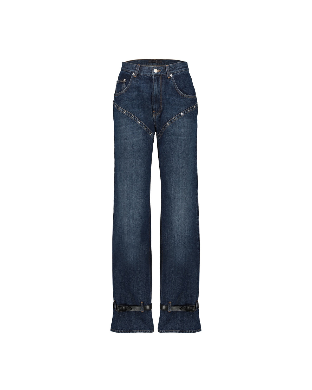 Studded Wide-Leg Cotton Jeans