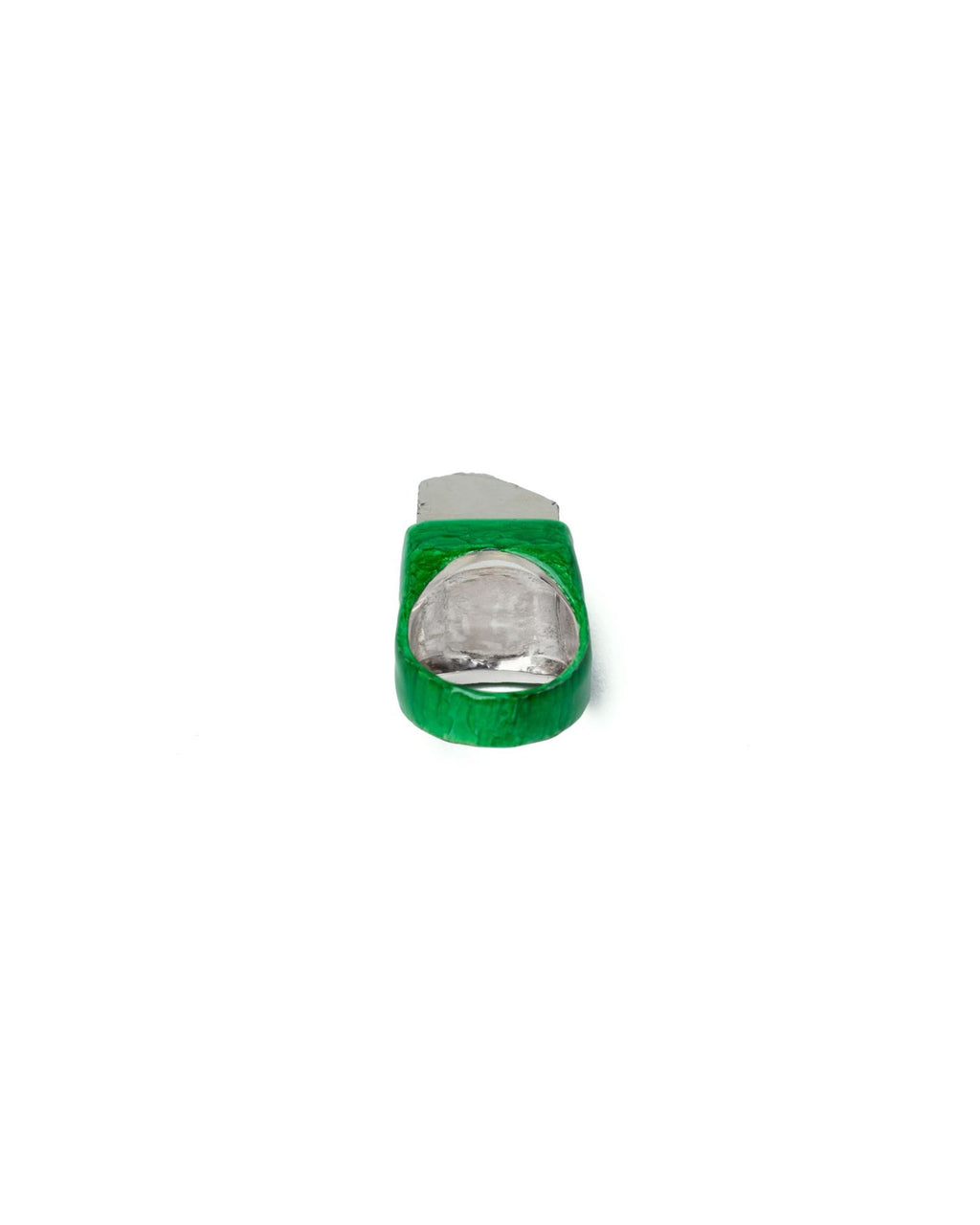 Cube ring – Silver/Green Enamel