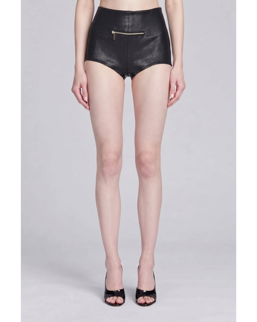 Coated Denim Culotte Shorts