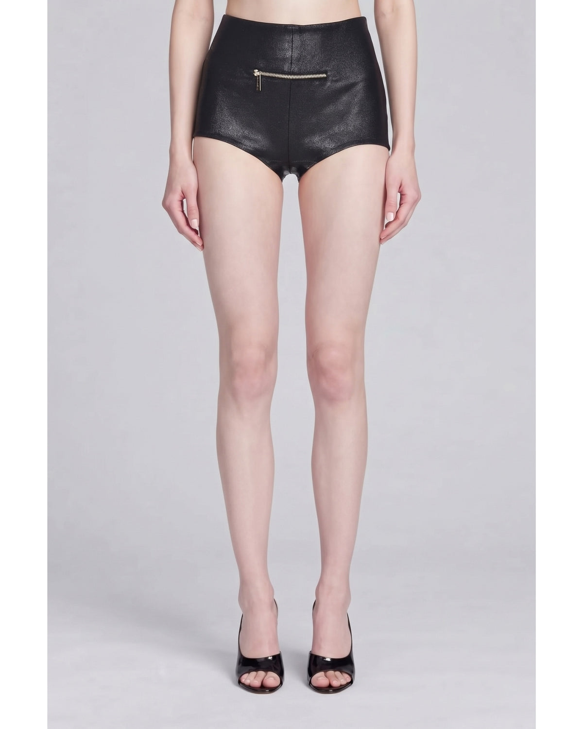 Coated Denim Culotte Shorts