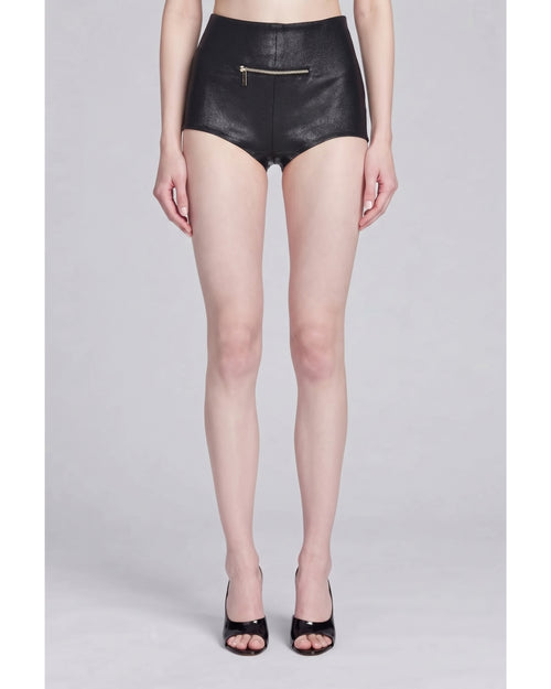 Coated Denim Culotte Shorts