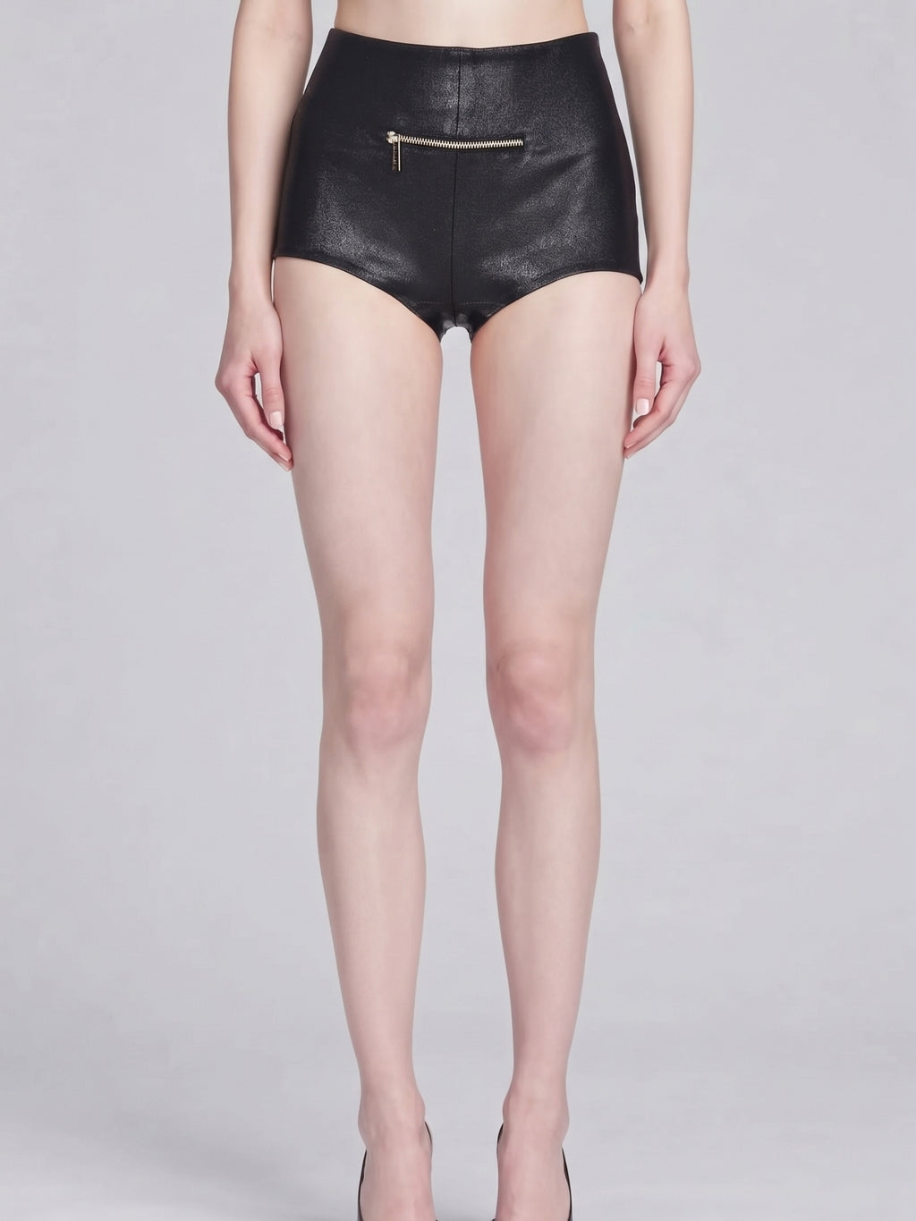 Coated Denim Culotte Shorts