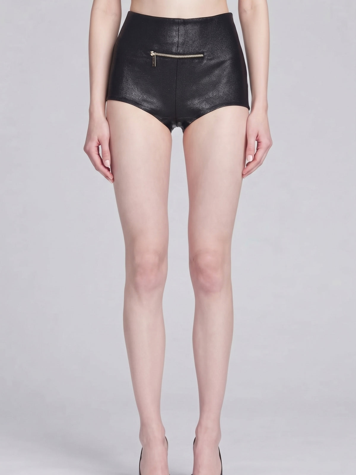 Coated Denim Culotte Shorts