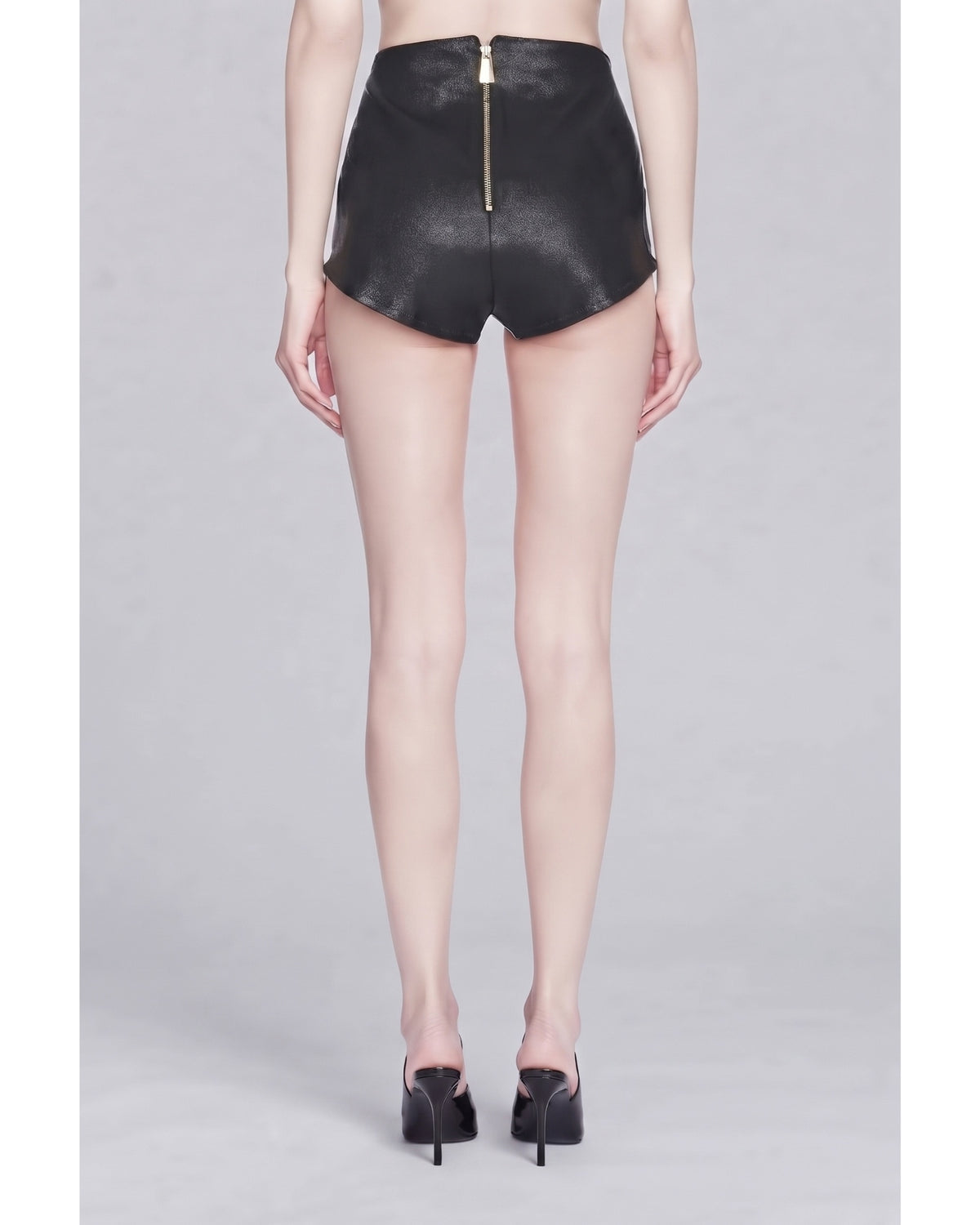 Coated Denim Culotte Shorts