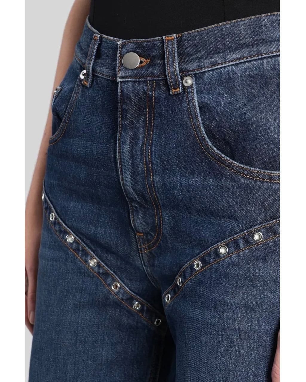 Studded Wide-Leg Cotton Jeans