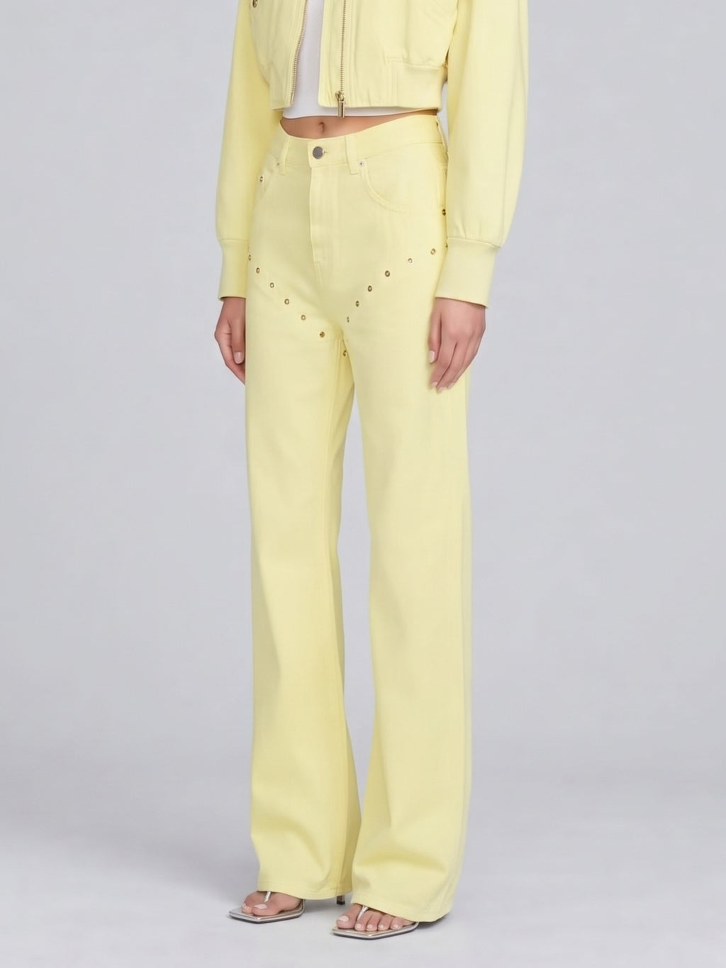 Studded Wide-Leg Jeans