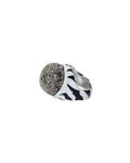 Zebra flash ring – Silver/Black and white enamel
